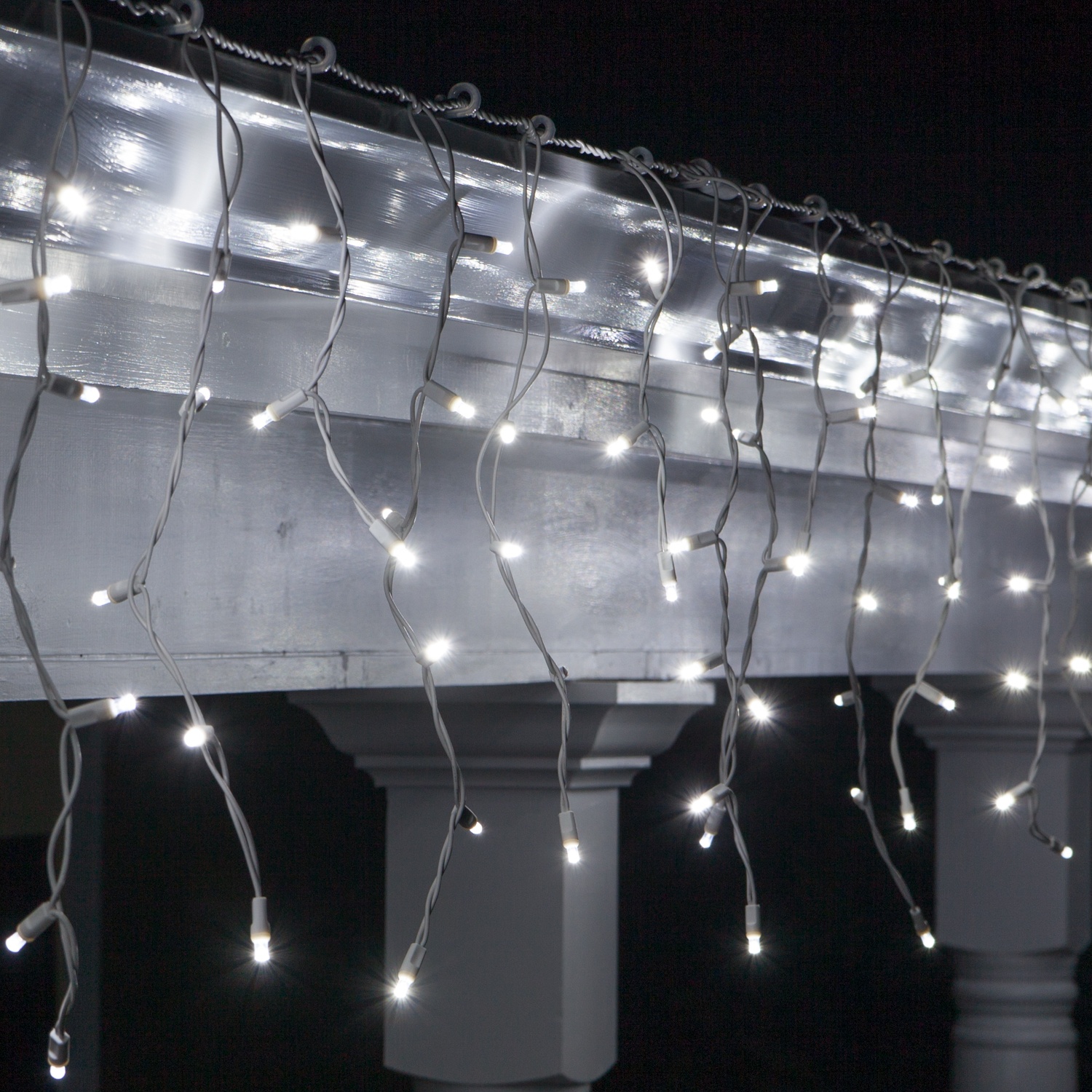 70 5mm LED Icicle Lights, Cool White Twinkle, White Wire Yard Envy