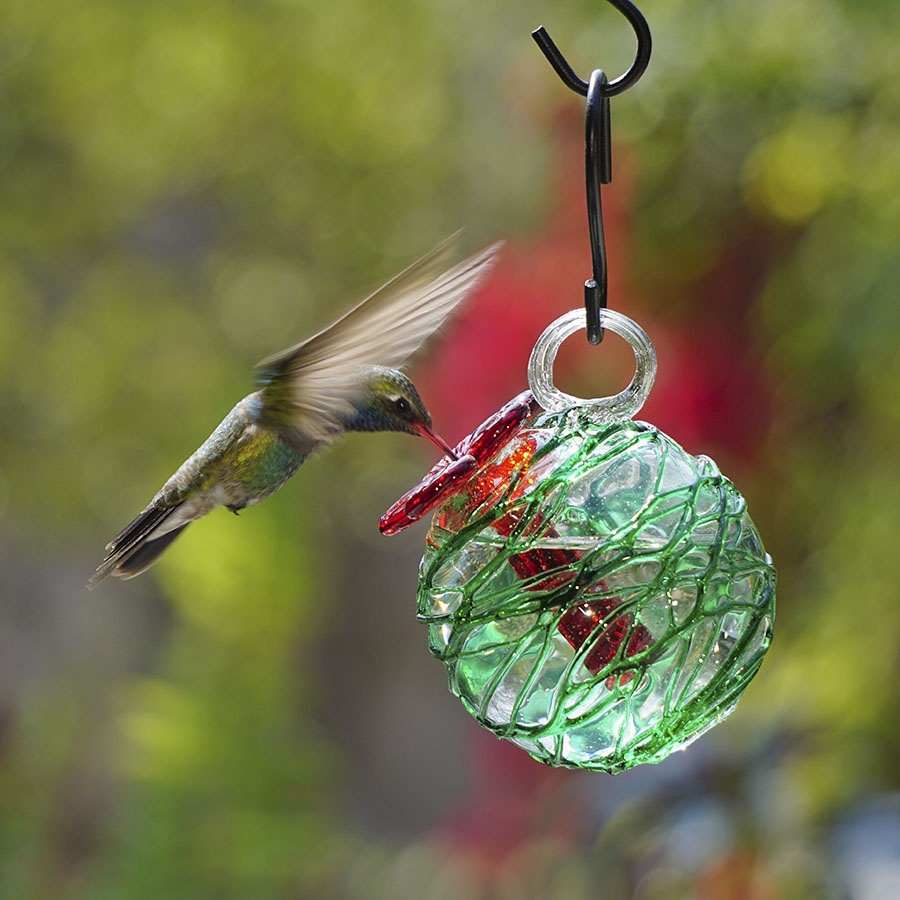 Green Sugar Spun Pearl Drop Hummingbird Feeder Yard Envy